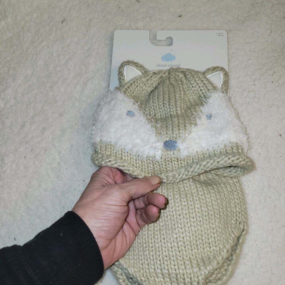 Fox Hat & Diaper Cover Set Baby‎ Cloud Island Beige White One Size Fits Most NEW